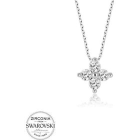 Gumush Swarovski Taşlı Çiçek Gümüş Kadın Kolye