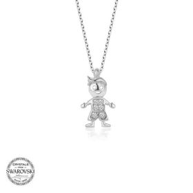 Gumush Swarovski Taşlı Çocuk Gümüş Kadın Kolye
