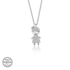 Gumush Swarovski Taşlı Çocuk Gümüş Kadın Kolye