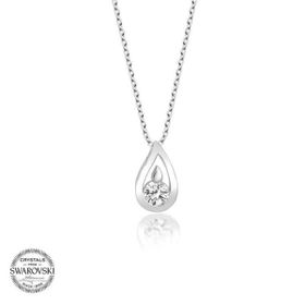 Gumush Swarovski Taşlı Damla Gümüş Kadın Kolye