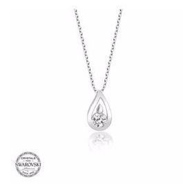 Gumush Swarovski Taşlı Damla Gümüş Kadın Kolye