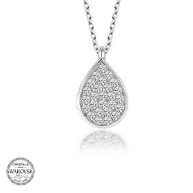 Gumush Swarovski Taşlı Damla Gümüş Kadın Kolye