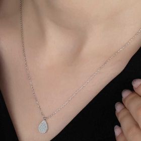 Gumush Swarovski Taşlı Damla Gümüş Kadın Kolye