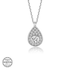 Gumush Swarovski Taşlı Damla Tektaş Gümüş Kadın Kolye