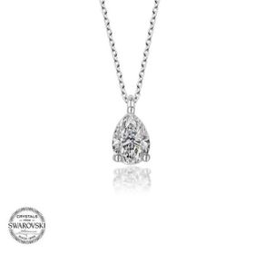 Gumush Swarovski Taşlı Damla Tektaş Gümüş Kadın Kolye