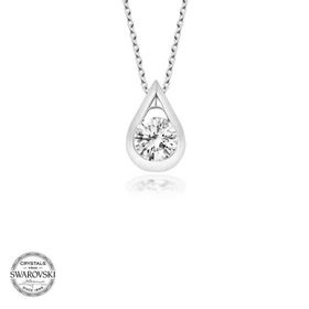 Gumush Swarovski Taşlı Damla Tektaş Gümüş Kadın Kolye
