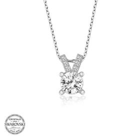 Gumush Swarovski Taşlı Damla Tektaş Gümüş Kadın Kolye