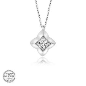 Gumush Swarovski Taşlı Dörtgen Gümüş Kadın Kolye