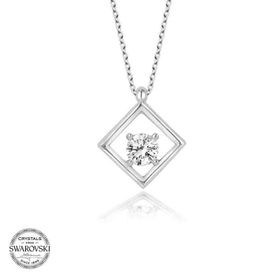 Gumush Swarovski Taşlı Dörtgen Gümüş Kadın Kolye