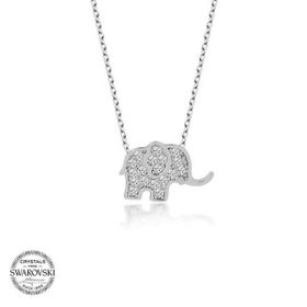 Gumush Swarovski Taşlı Fil Gümüş Kadın Kolye