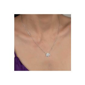 Gumush Swarovski Taşlı Fil Gümüş Kadın Kolye