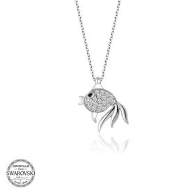 Gumush Swarovski Taşlı Gümüş Balık Kadın Kolye