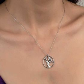 Gumush Swarovski Taşlı Hayat Ağacı Gümüş Kadın Kolye