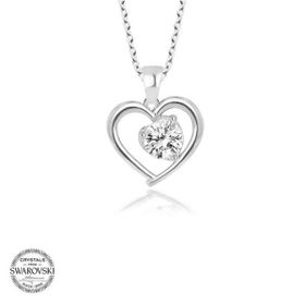 Gumush Swarovski Taşlı Kalp Gümüş Kadın Kolye