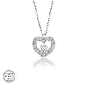 Gumush Swarovski Taşlı Kalp Gümüş Kadın Kolye