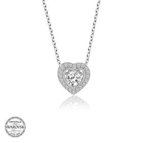 Gumush Swarovski Taşlı Kalp Gümüş Kadın Kolye