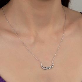Gumush Swarovski Taşlı Kanat Gümüş Kadın Kolye
