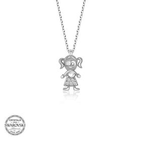 Gumush Swarovski Taşlı Kız Çocuk Gümüş Kadın Kolye
