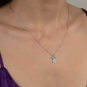 Gumush Swarovski Taşlı Kız Çocuk Gümüş Kadın Kolye