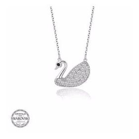 Gumush Swarovski Taşlı Kuğu Gümüş Kadın Kolye