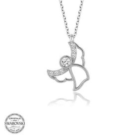 Gumush Swarovski Taşlı Melek Gümüş Kadın Kolye