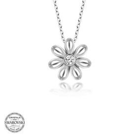 Gumush Swarovski Taşlı Papatya Gümüş Kadın Kolye