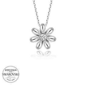 Gumush Swarovski Taşlı Papatya Gümüş Kadın Kolye