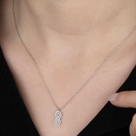 Gumush Swarovski Taşlı Sonsuzluk Gümüş Kadın Kolye