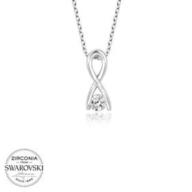 Gumush Swarovski Taşlı Sonsuzluk Gümüş Kadın Kolye