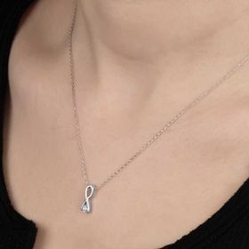 Gumush Swarovski Taşlı Sonsuzluk Gümüş Kadın Kolye