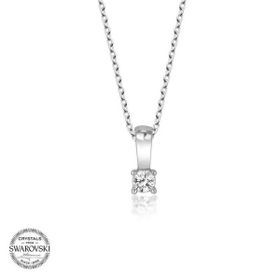 Gumush Swarovski Taşlı Tektaş Gümüş Kadın Kolye