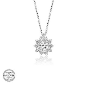 Gumush Swarovski Taşlı Tektaş Gümüş Kadın Kolye