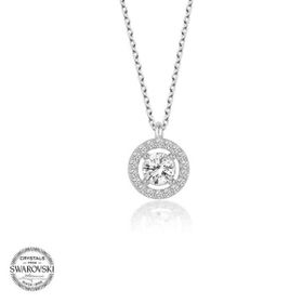Gumush Swarovski Taşlı Tektaş Gümüş Kadın Kolye