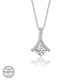 Gumush Swarovski Taşlı Tektaş Gümüş Kadın Kolye