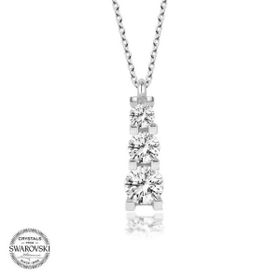 Gumush Swarovski Taşlı Üçtaş Tektaş Gümüş Kadın Kolye