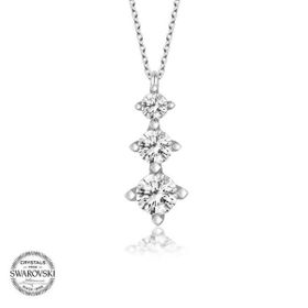 Gumush Swarovski Taşlı Üçtaş Tektaş Gümüş Kadın Kolye