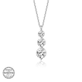 Gumush Swarovski Taşlı Üçtaş Tektaş Gümüş Kadın Kolye
