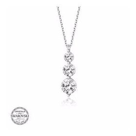 Gumush Swarovski Taşlı Üçtaş Tektaş Gümüş Kadın Kolye