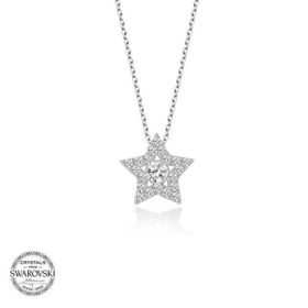 Gumush Swarovski Taşlı Yıldız Tektaş Gümüş Kadın Kolye