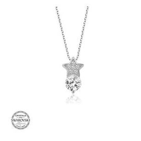 Gumush Swarovski Taşlı Yıldız Tektaş Gümüş Kadın Kolye
