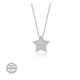 Gumush Swarovski Taşlı Yıldız Tektaş Gümüş Kadın Kolye