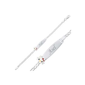 Gumush T3872 Kedi Plaka Gümüş Çocuk Bileklik