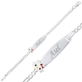Gumush T3872 Kedi Plaka Gümüş Çocuk Bileklik