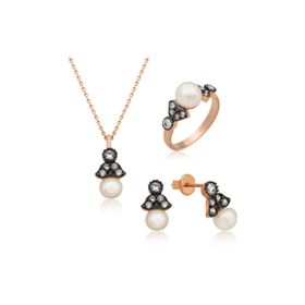 Gumush T3885 İnci Kadın Gümüş Set