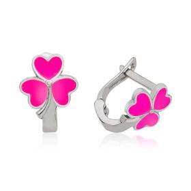 Gumush T3900 ​Gümüş Pembe Yonca Çocuk Küpesi