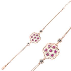 Gumush T3973 Yaşam Çiçeği Gümüş Rose Kadın Bileklik