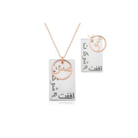 Gumush T4104 ​Gümüş Arapça Sev Şükret Affet Yazılı Kolye