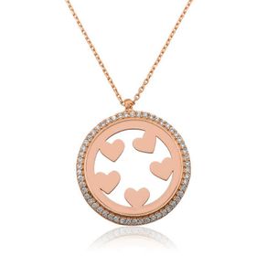 ​Gumush T4114 Rose Kalp Çemberi Gümüş Kadın Kolye