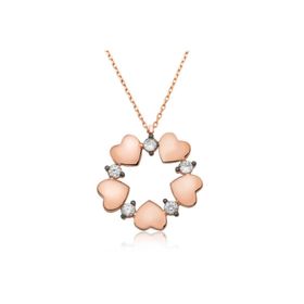​Gumush T4114 Rose Kalp Çemberi Gümüş Kadın Kolye