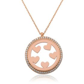 ​Gumush T4114 Rose Kalp Çemberi Gümüş Kadın Kolye